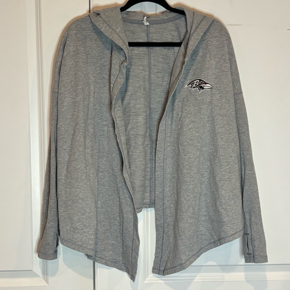 Baltimore Raven Under Armour Gray Hooded Waterfall Cardigan Sweatshirt S